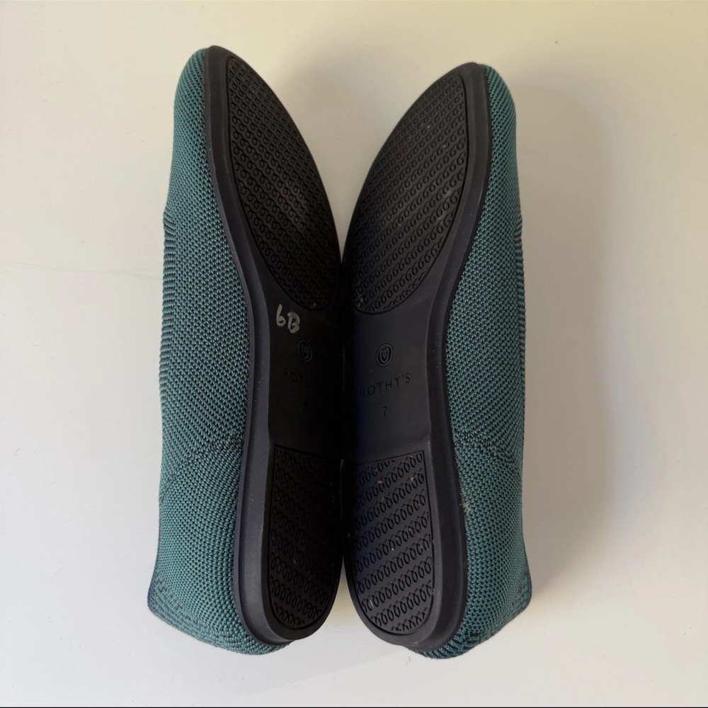 Rothy's The Flat Emerald Green Slip On Knit Ballet  Shoes Rounded Toe Sz 7 - Picture 7 of 11